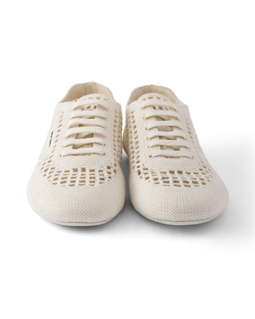 Prada White Collapse Crochet Laced Sneakers
