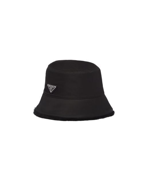 Prada Fischerhut Aus Shearling Mit Logo in Black für Herren
