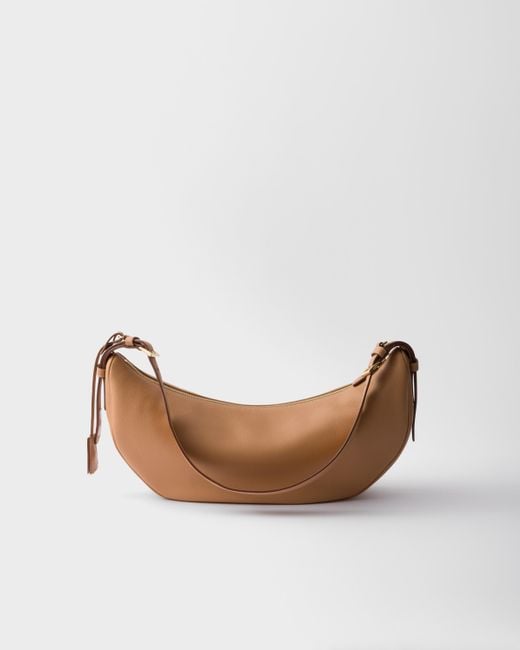 Prada Natural Demi-Lune Large Leather Shoulder Bag