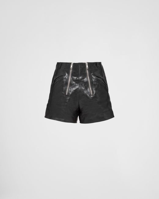 Shorts In Pelle di Prada in Black