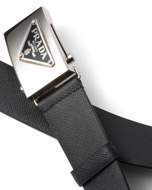 Cinturón De Piel Saffiano, Hombre, Talla Prada de hombre de color Black