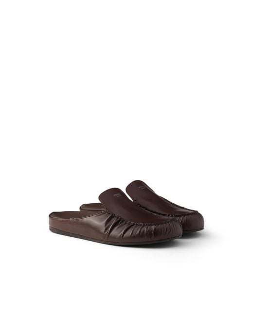 Prada Brown Leather Mules, Size 5 for men