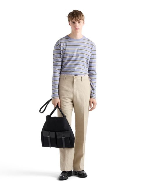 Prada Black Route Canvas And Leather Shoulder Bag for men