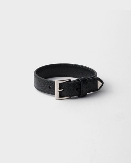 Bracelet En Cuir Saffiano Prada pour homme en coloris Black