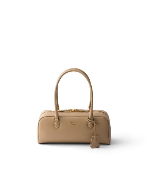 Prada White Medium Leather Top-Handle Bag