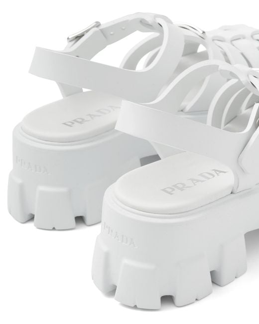Prada White Rubber Platform Sandals 55