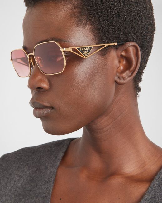 Prada Pink Sunglasses With Triangle Logo