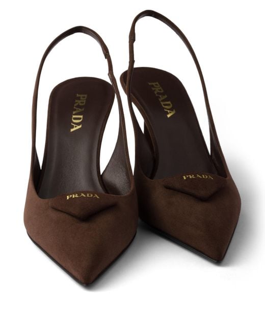 Prada White Suede Slingback Pumps