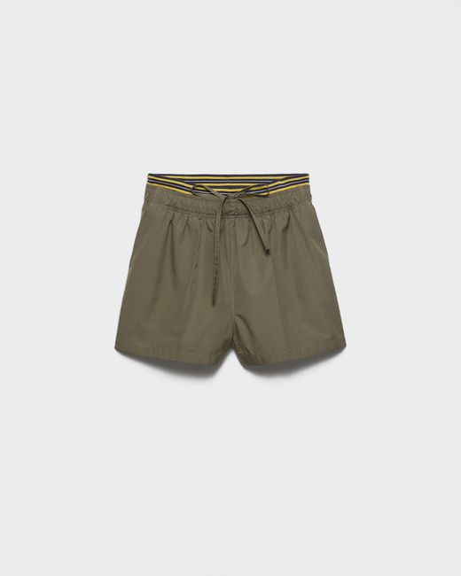 Prada Green Poplin Shorts, Forest