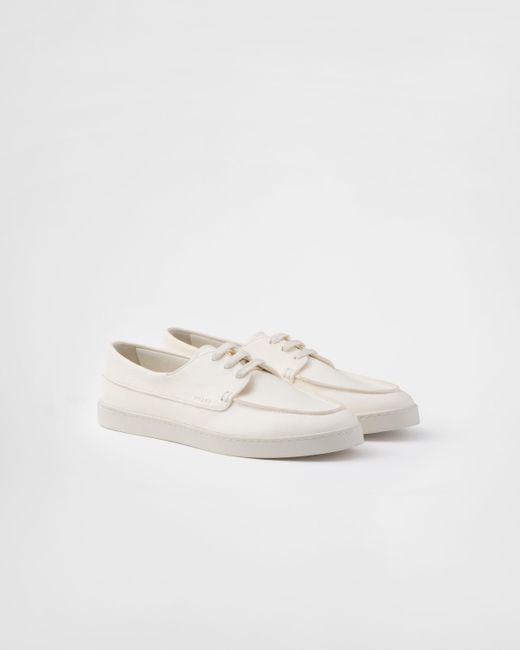 Prada White Leather Lace-Up Shoes for men