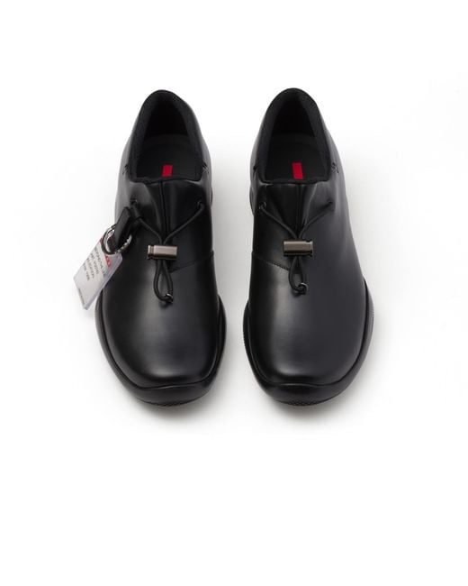 Prada Black Toblach Leather Sneakers for men