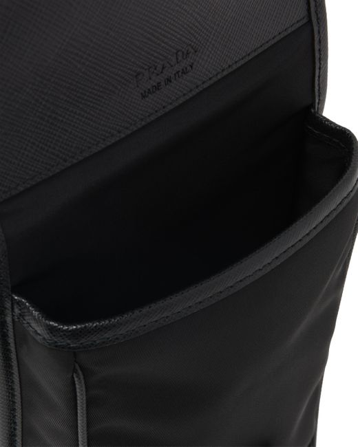 Prada Black Re-Nylon And Saffiano Leather Smartphone Case for men