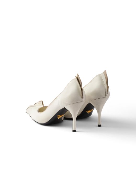 Prada White Antiqued Leather Pumps