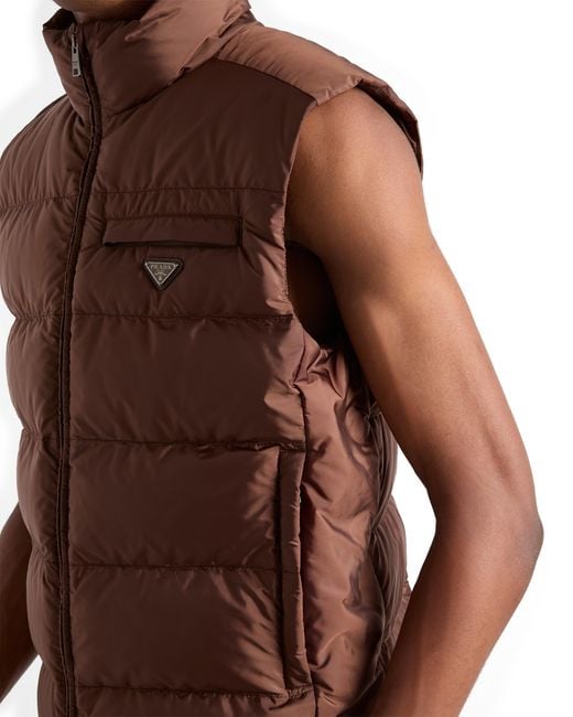 Prada Brown Re-Nylon Gilet for men