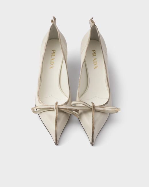 Prada White Antiqued Leather Pumps