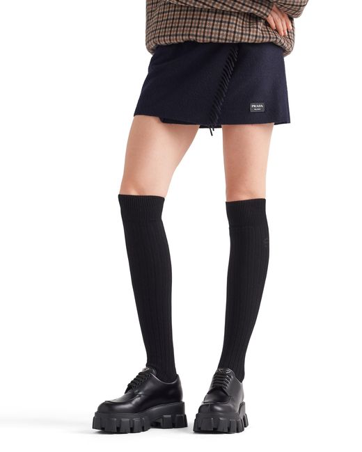 Prada Black Monolith Schnürschuhe Aus Gebürstetem Leder