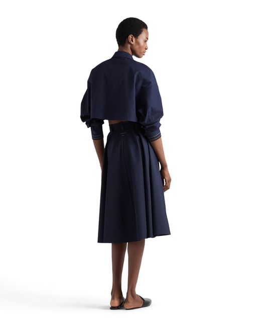 Prada Blue Poplin Midi-Skirt