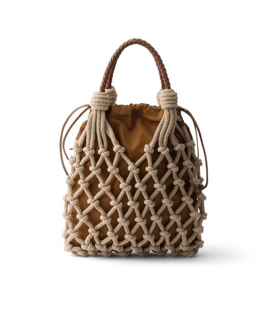Prada Brown Noué Medium Cotton Macramé Bag
