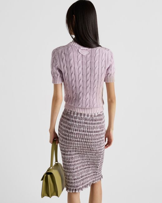 Prada Pink Rundhalspullover Aus Baumwolle