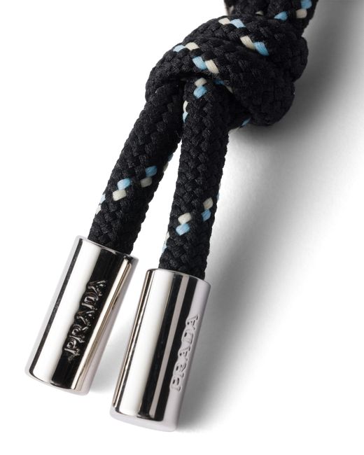 Prada White Speedrock Cord Key Ring for men