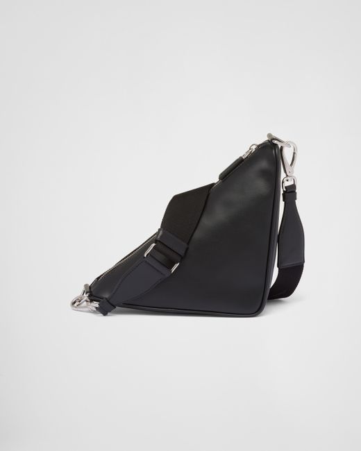 Prada Black Triangle Leather Bag for men