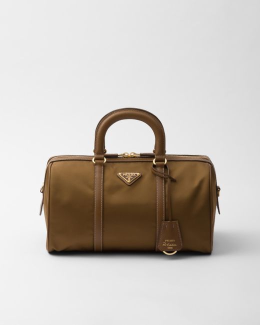 Prada Brown Re-Edition 1978 Medium Re-Nylon And Saffiano Leather Top-Handle Bag