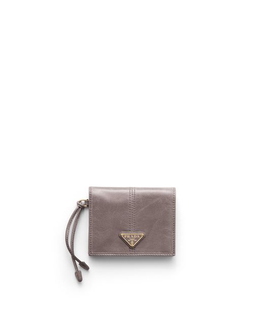 Prada Gray Small Leather Wallet