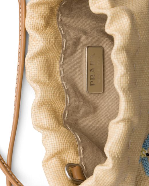 Prada Natural Embroidered Canvas Smartphone Case