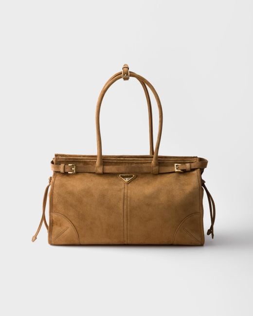 Prada Natural Bonnie Large Suede Handbag