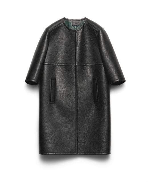 Abrigo De Piel Termoadherida, Mujer, Talla Prada de color Black