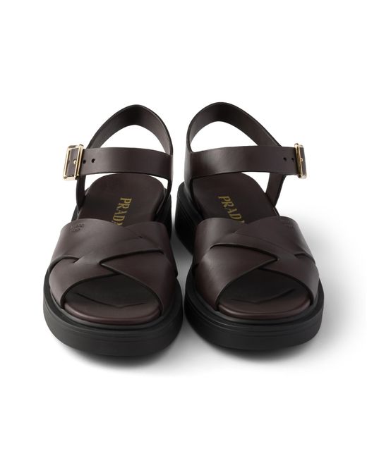 Prada Black Leather Sandals, Dark