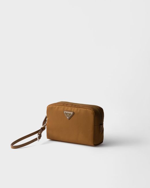 Prada Brown Kleine Pouch Aus Re-Nylon