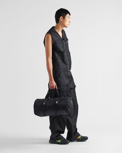 Prada Black Re-Nylon And Saffiano Leather Duffle Bag
