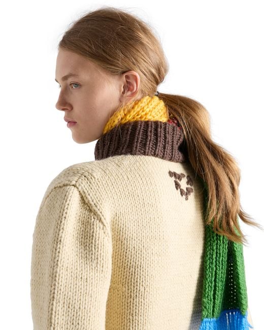 Prada Natural Wool Zipper Cardigan
