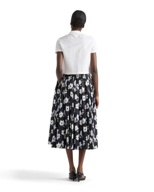 Prada White Pleated Poplin Skirt