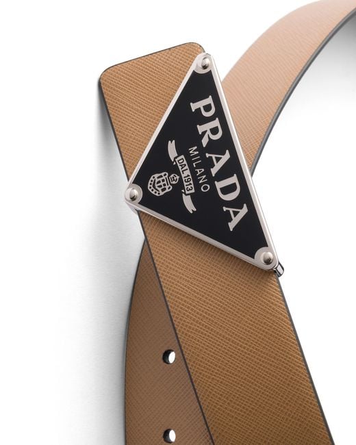 Prada Brown Reversible Saffiano Leather Belt Strap for men