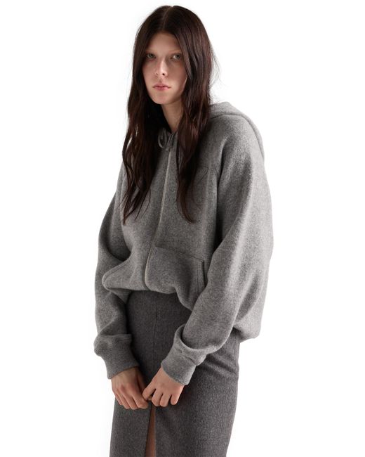 Prada Gray Cashmere Hooded Cardigan