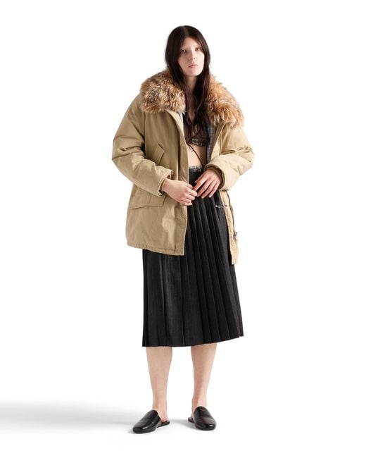 Prada Black Pleated Wool Flannel Skirt