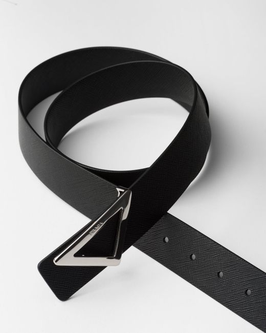 Prada Metallic Enameled Metal Belt Buckle for men