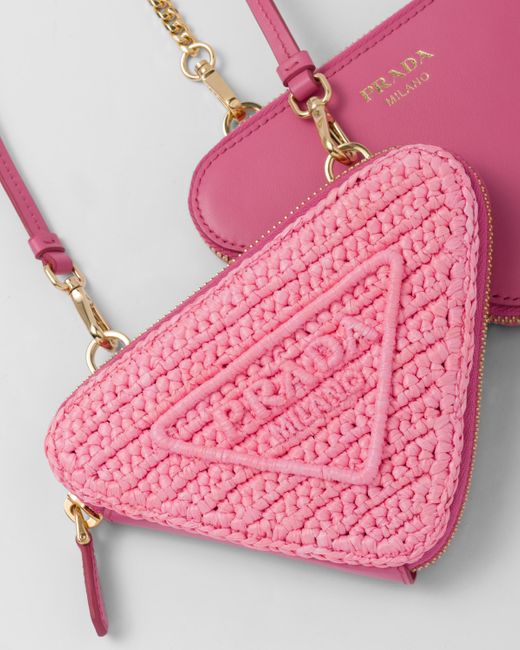 Mini Pochette En Crochet Et Cuir Prada en coloris Pink