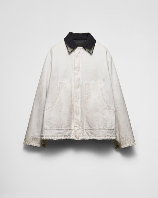 Prada Cotton Jacket in White for Men | Lyst