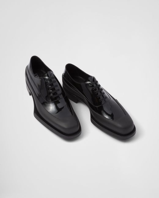 Prada Black Patent Leather Derby Shoes for men