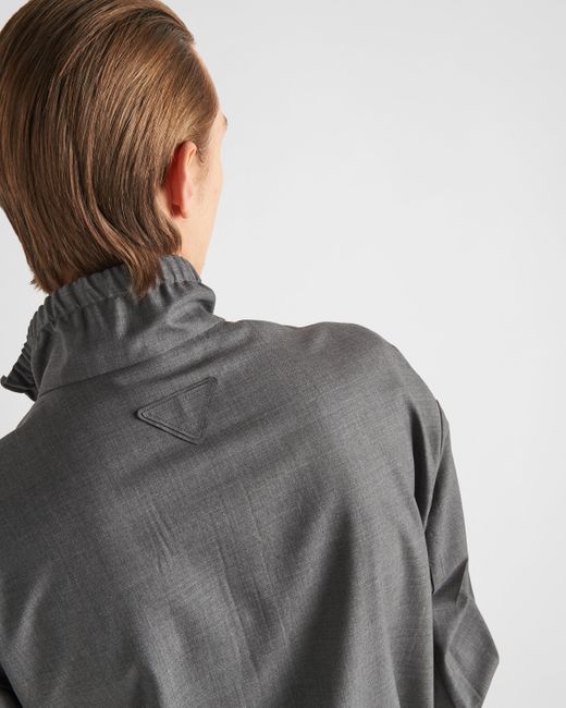 Prada Gray Wool Blouson Jacket for men