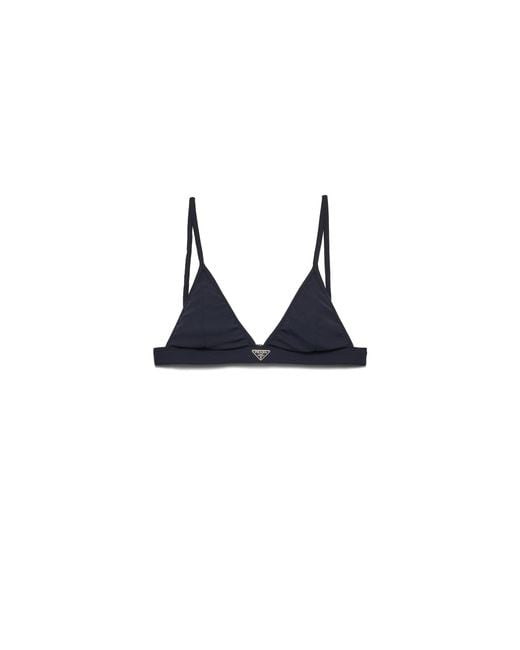 Prada Blue Ribbed Knit Bralette Bikini Top