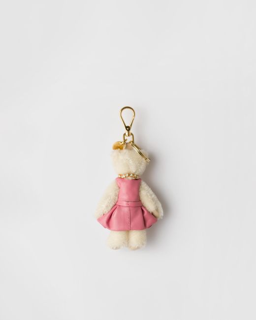 Prada White Teddy Keychain Charm