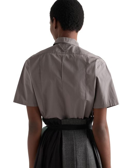 Prada Gray Short-Sleeved Poplin Shirt