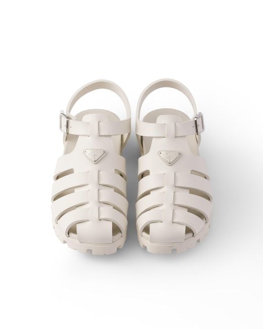 Prada White Rubber Fisherman Sandals for men