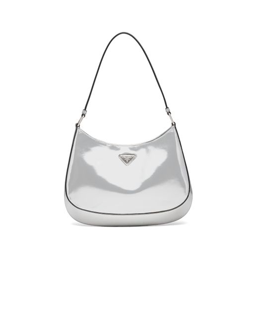Prada White Cleo Brushed Leather Shoulder Bag