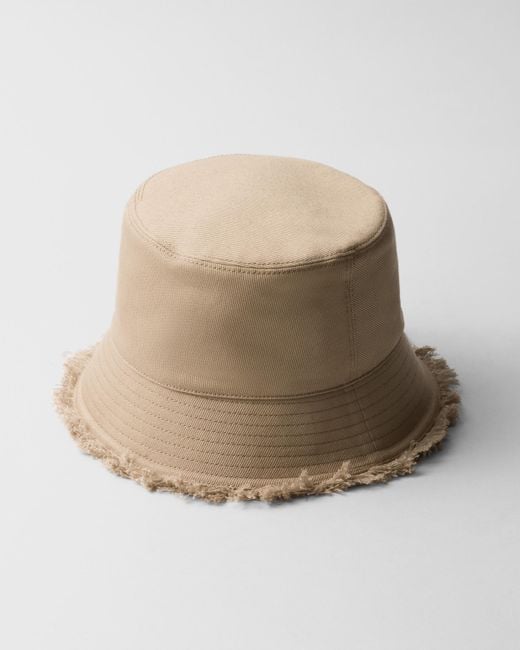 Prada Natural Cotton Drill Bucket Hat