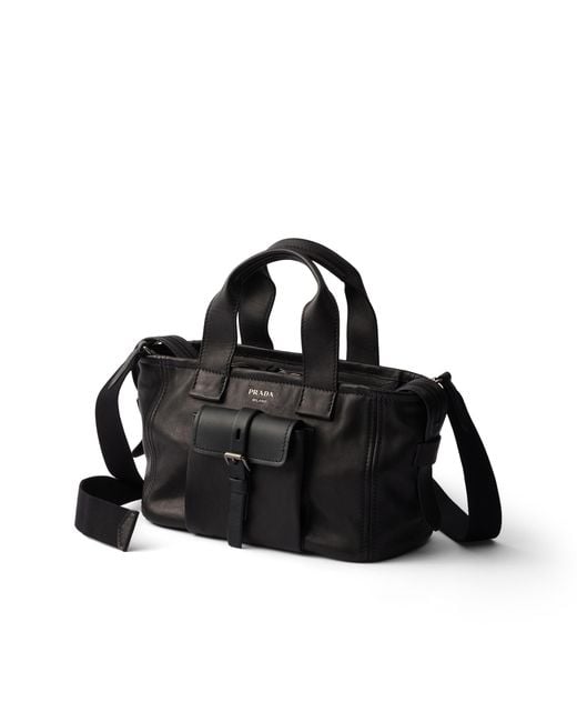 Prada Black Route Medium Leather Tote Bag